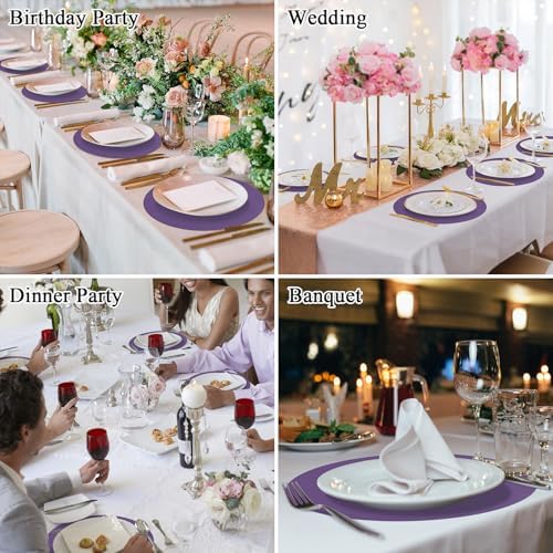 SHACOS 100 PCS Round Paper Placemats 13 inch Disposable Paper Place Mats - Image 7