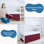 Cottington Lane Burgundy Crib Skirt Dust Ruffle 14" Drop, Fits 28" x 52" - Image 4