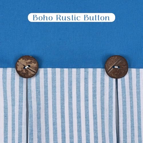 ASPMIZ Linen Kitchen Curtains 24 Inch Length, Farmhouse Boho Button Kitchen - Image 4