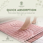 Lemontree Pink Bath Mat, Non-Slip Cotton Bathroom Rug, 2x3 ft - Image 4