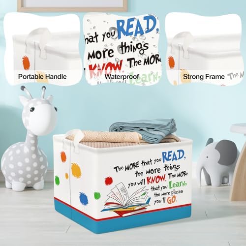 Clastyle Collapsible Back to School Reading Book Storage Basket Dr Quotes Book - Image 4