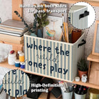 Blue Stripe Boho Classroom Storage Bins Box - Image 5