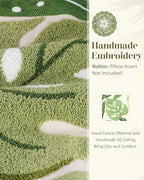 Embroidered Throw Pillow Cover, 18x18 Inch, Monstera Leaves - Image 2