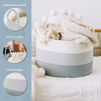 OrganiHaus Round Toy Basket & Blanket Basket, Cotton Rope 20x13" - Image 3