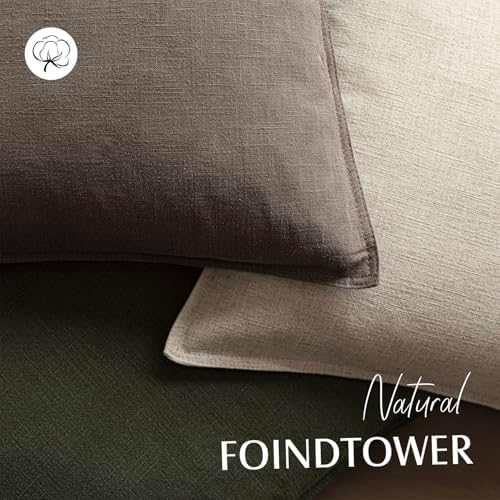 Foindtower Linen Solid Decorative Throw Pillow Covers 26x26 Light Coffee - Image 4