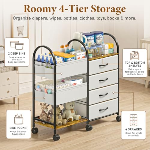 Baby Diaper Caddy Organizer Cart - Image 4