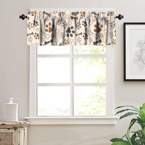 Dog Paw Print Valance Kids Curtains, Cute Animal Light Brown Rod Pocket Small - Image 5