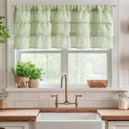 jinchan Ruffled Valance Curtain 18 Inch Farmhouse Sheer 1 Panel Sage Green - Image 2