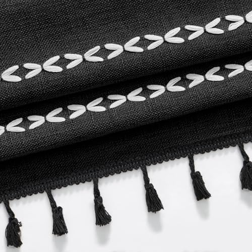 MitoVilla Boho Linen Bedroom Curtains 84 Inch Length 2 Panels Set, Bohemian - Image 3