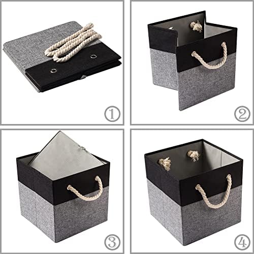 PRANDOM Large Foldable Cube Storage Bins 11x11 inch Fabric Linen Storage - Image 5