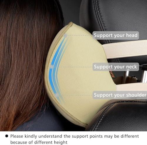 Aukee Car Headrest Pillow Memory Foam Car Neck Pillow Soft Leather Headrest - Image 3