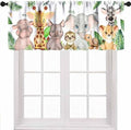Woodland Nursery Window Valance, Cartoon Jungle Lion Elephant Retro Safari by Unknown