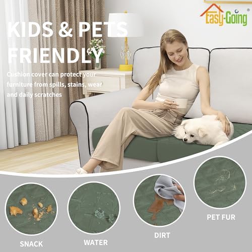 Easy-Going Waterproof Cushion Covers Set, Quilted Stretch 3-Piece Sofa Seat - Image 5