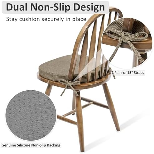 Shinnwa Dining Chair Cushions Set of 4, High-Resilience Foam Windsor Seat Pads - Image 5
