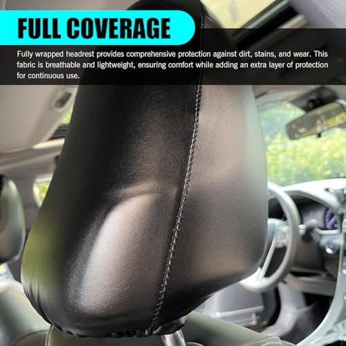 Shakas 2 PCS Cars Headrest Covers, Full Wrap-around Non-marking Fit - Image 4