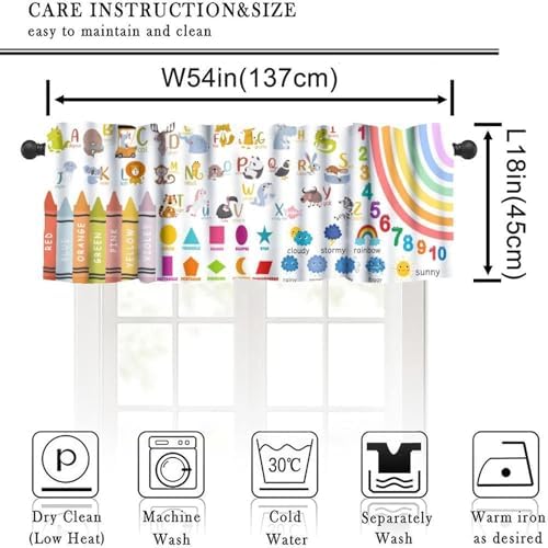 Kids Alphabet Valance Curtain Cartoon Rainbow Alphabet ABC Learning Daycare - Image 3