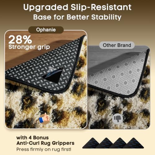 Ophanie 6x9 Leopard Rugs for Bedroom Living Room, Cheetah Print Rug Fluffy Shag - Image 4