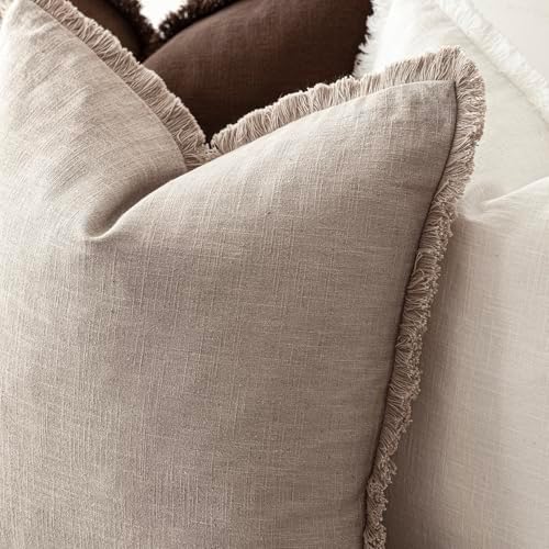 Foindtower Decorative Linen Fringe Throw Pillow Covers Boho Farmhouse Cushion - Image 5