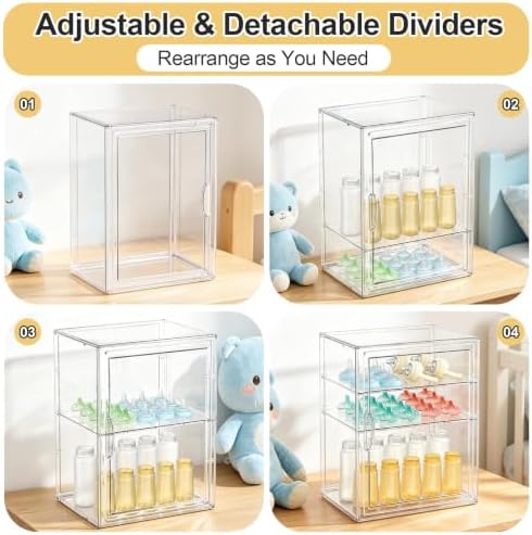 BOHOIDEE 15.7"X11.8"X9.8" Baby Bottle Organizer 3 Tier Clear Acrylic Storage - Image 6
