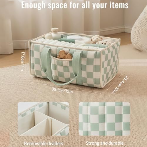 Quilted Fabric Storage Basket Floral Baby Diaper Caddy Quilted Basket - Image 5