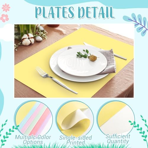Fullhawl 120 Pcs Pastel Paper Placemats, Disposable Rectangular Table Setting - Image 3