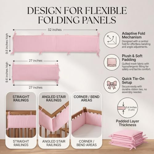 4 Pack Crib Rail Cover Sets, Full Surround Mesh Crib Rail Padding & Crib - Image 3