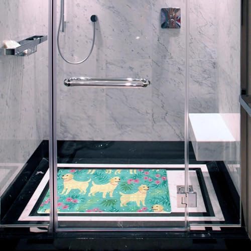 Bathtub Mat Non Slip 26.8x15.1In, Dogs Floral Bath Mat - Image 6