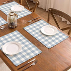 Dusty Blue Gingham Placemats Light Blue Checkered Table Mats - Image 2