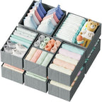 Drawer Organizer Clothes Set of 12 Grey by Neaterize