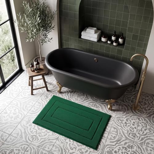 GRANNY SAYS Deep Green Bathroom Rug 16" x 24", Non-Slip Bath Mat by GRANNYSAYS