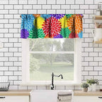 Rainbow Dahlia Flower Valance Curtain, Abstract Colorful Red Purple Green Blue - Image 4