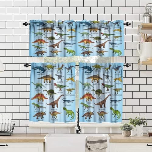 Dinosaur Valance Curtains for Boys Girls Room, ABC Alphabet Dinosaur Pattern - Image 4