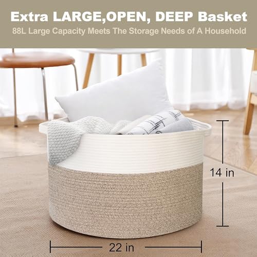 MEGASKET Large Rope Storage Basket, Cotton Rope Basket - Image 3