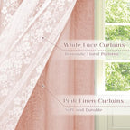 ASPMIZ Linen Pink Kitchen Tier Curtains 36 Inch Length, Double Layered Kitchen - Image 2