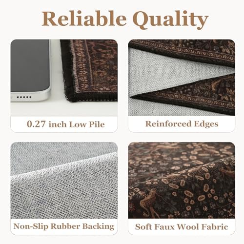Tree of Life 2x5 Kitchen Runner Rug, Washable Non Slip Low Pile Runners - Image 6