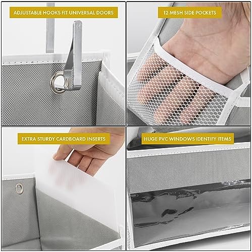 HOMELUX THEORY Over the Door Organizer, 100D Fabric, Light Gray 1pc - Image 5