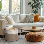 Blanket Basket for Living Room, Woven Rope Storage Basket - Image 2