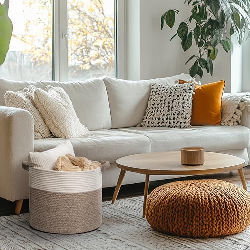 Blanket Basket for Living Room, Woven Rope Storage Basket - Image 2