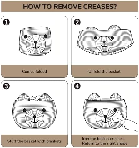 CherryNow Baby Basket for Gifts Empty, Cute Bear Design - Image 7