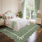 GarveeHome Scalloped Bow Rug 6x9 Washable Green Rug - Image 2