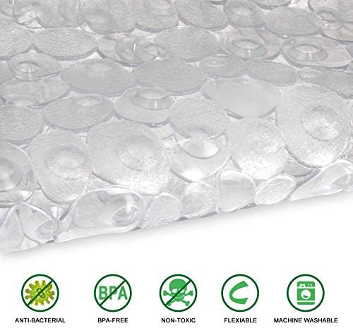 WELTRXE Pebbles Bath Mat Clear Non-Slip Bathtub Mat - Image 2