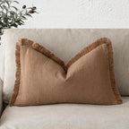 Foindtower Decorative Linen Fringe Throw Pillow Covers Cozy Boho Farmhouse by Foindtower