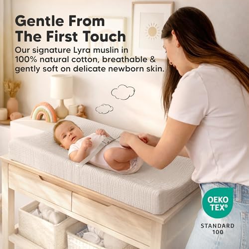 2-Pack Muslin Diaper Changing Pad Covers Boy, Soft Breathable - Image 3