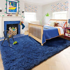 Amdrebio Navy Blue Furry Shaggy Area Rug 5x7 - Image 3