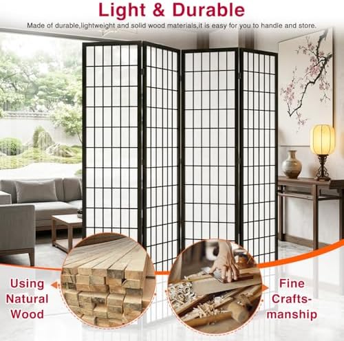 Room Divider, 4 Panel Folding Privacy Divider Portable Room Separating Dividers - Image 4