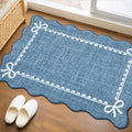 GarveeHome Scalloped Entryway Rug 2x3 Washable Bow Rug, Dark Blue by GarveeHome