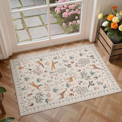 BESBLEE 2X3 Washable Area Rug for Entrance, Animal Doormat Non Slip by BESBLEE