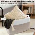 65L Laundry Basket with Handles, Woven Blanket Basket - Image 6