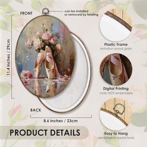 Fewgb Ballet Dance Floral Oval Wall Art Decor Framed - Image 7
