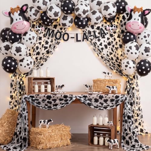 4 Pcs Cow Print Table Runners 29x70in Glitter Lace Dairy Cow - Image 4